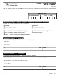 Form DTP-201 Driver Training Programs Complaint Form - New York