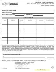 Document preview: Form DTP-421 Notice of Intent to Conduct DMV's 30-hour Basic Instructor's Course - New York
