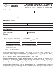 Form ELT-5 Lender Application for Participation in the Electronic Lien Transfer Program - New York