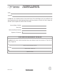 Document preview: Form MV-1E Statement to Register a Vehicle Under Title 38 - New York