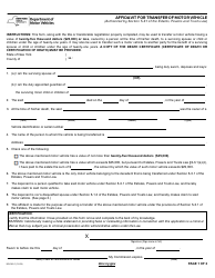 Form MV-349.1 Affidavit for Transfer of Motor Vehicle - New York