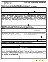 Form MV-700 Application for Sales Away From Premises - New York