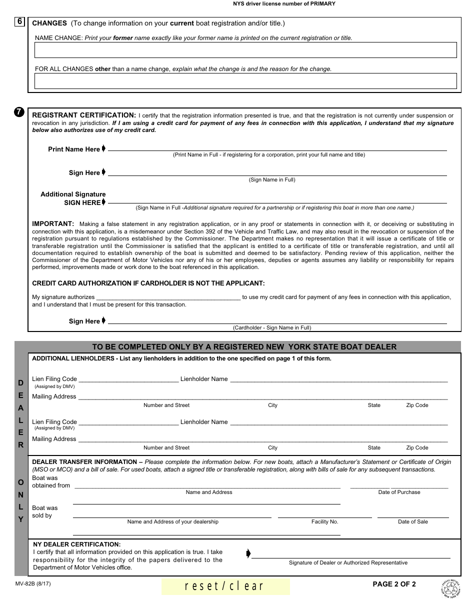 Form MV-82B - Fill Out, Sign Online and Download Fillable PDF, New York ...