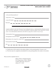Document preview: Form MV-TEENS Teen Electronic Event Notification Service (Teens) Enrollment and Consent - New York