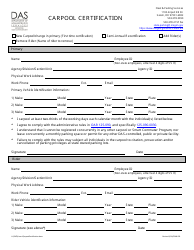 Document preview: Carpool Certification Form - Oregon