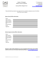 Document preview: Invoice System Security Officer Request Form - Oregon