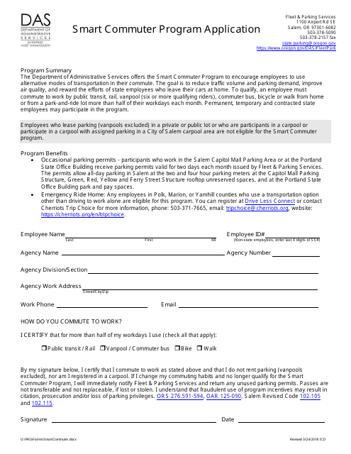 Smart Commuter Program Application - Oregon Download Pdf