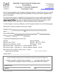 Document preview: Monthly Transit Payroll Deduction Enrollment Cherriots/Cherriots Regional/Commuter Club - Oregon