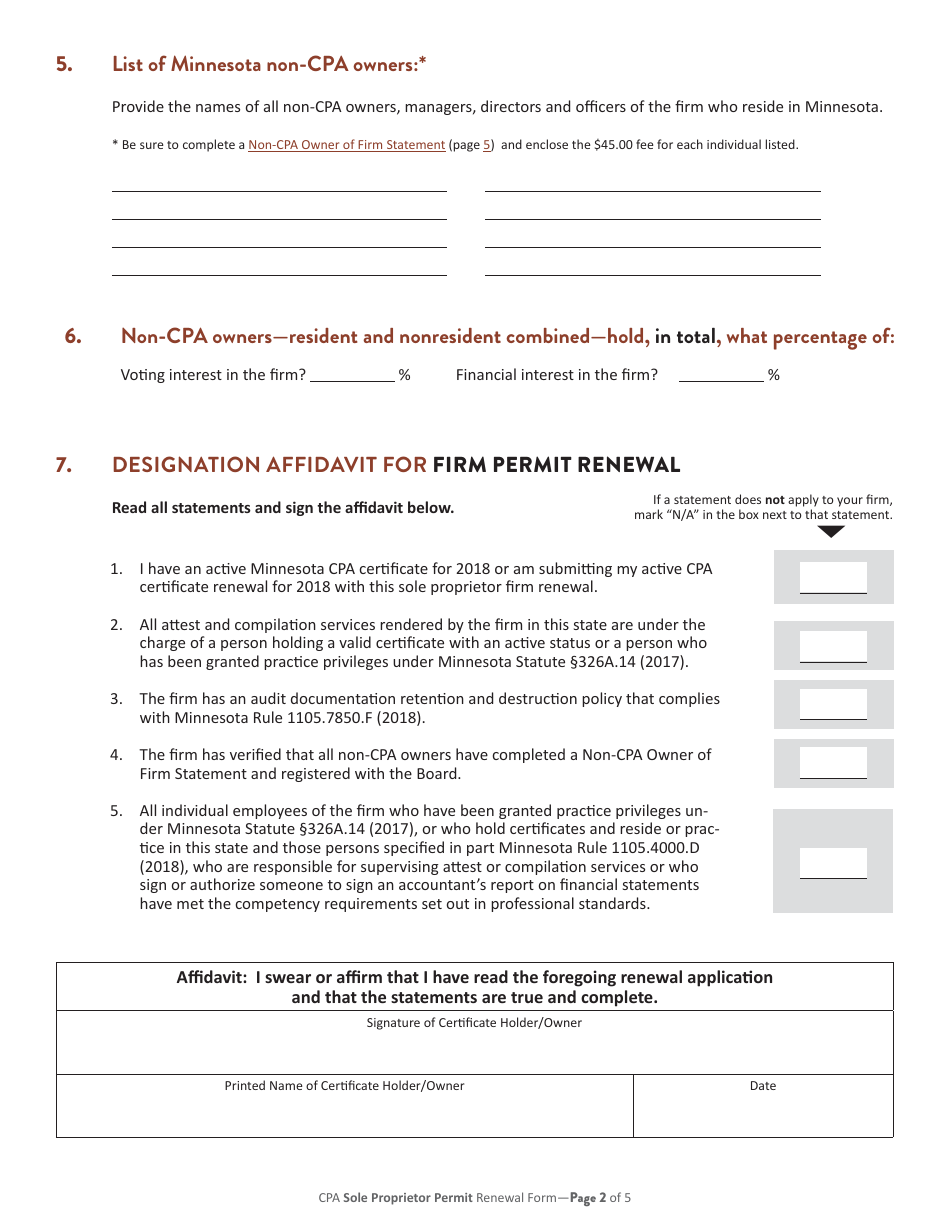 CPA Sole Proprietor Firm Permit Renewal - Minnesota, Page 3