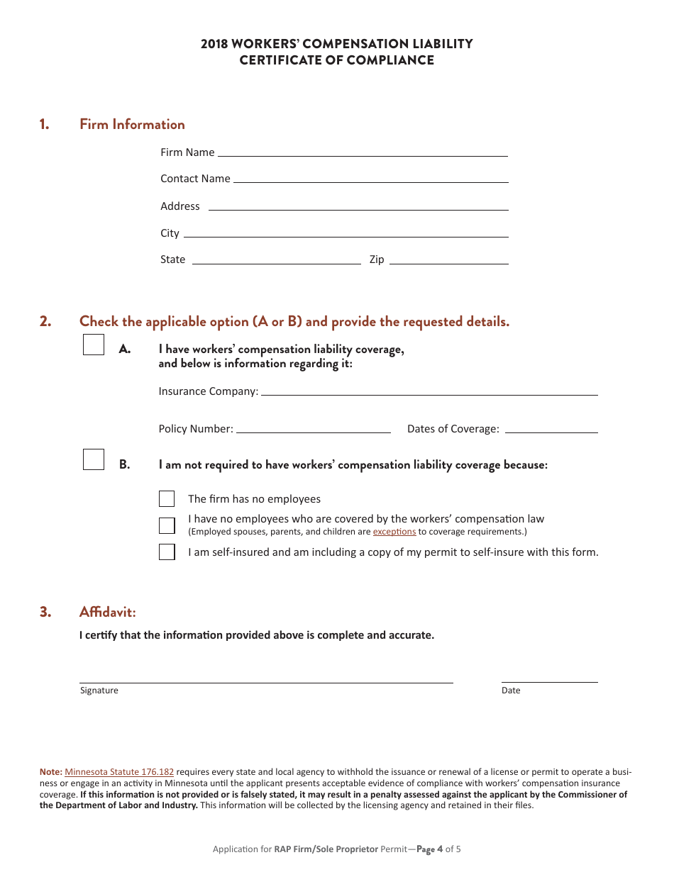 Application for Minnesota Rap Firm Firm or Rap Sole Proprietor Permit - Minnesota, Page 5