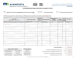 Cpe Reporting Form for Status Change &quot;active&quot; - Minnesota, Page 2