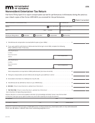 Form ETR Nonresident Entertainer Tax Return - Minnesota