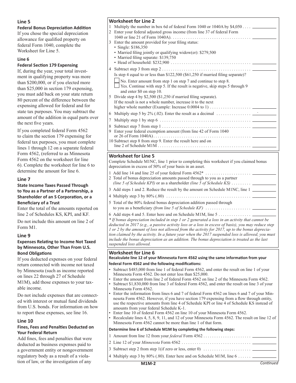 Schedule M1M Download Fillable PDF Or Fill Online Income Additions And schedule-m1m-download-fillable-pdf-or-fill-online-income-additions-and