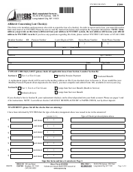Document preview: Form F399 Affidavit Concerning Lost Check(S) - New York City