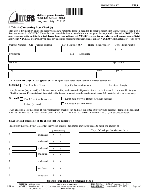 Form F399  Printable Pdf