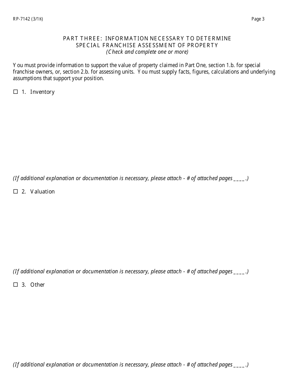 Form RP-7142 Complaint on Tentative Special Franchise Assessments - New York, Page 3