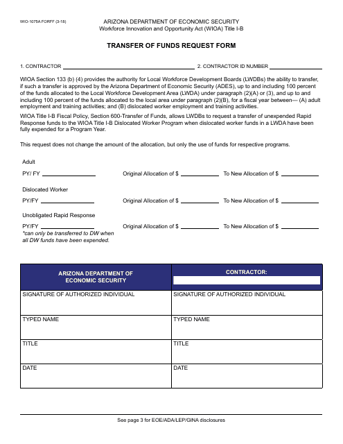 Form WIO-1075A  Printable Pdf