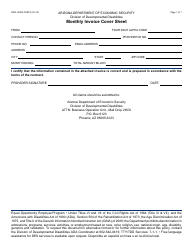 Document preview: Form DDD-1590AFORFF Monthly Invoice Cover Sheet - Arizona