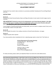 Form UC-522-FF Adjustment Report - Arizona