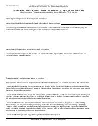 Form PPP-1127A FORFF Authorization for Disclosure of Protected Health Information - Arizona