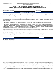 Document preview: Form CCA-1234A FORPDF Family Child Care Home Backup Provider Backup, Discipline, and Transportation Agreement - Arizona