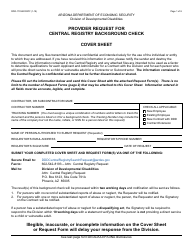Form DDD-1703AFORFF Provider Request for Central Registry Background Check - Arizona