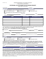 Document preview: Form FA-574-FF Withdrawal or Stop Benefits/Fair Hearing Request - Arizona