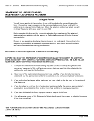 Document preview: Form AD887B Statement of Understanding Independent Adoptions Program - Alleged Father - California