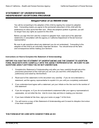 Document preview: Form AD900B Statement of Understanding Independent Adoptions Program - Alleged Father of an Indian Child - California
