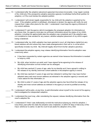 Form AD926 Statement of Understanding Independent Adoptions Program - Parent Who Places the Child With the Prospective Adoptive Parent(S) - California, Page 4
