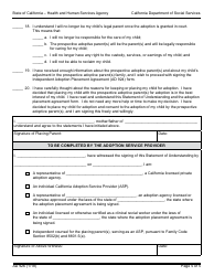 Form AD926 Statement of Understanding Independent Adoptions Program - Parent Who Places the Child With the Prospective Adoptive Parent(S) - California, Page 5