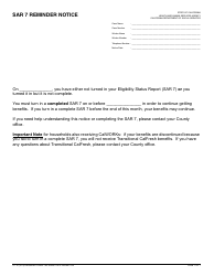 Document preview: Form CF30 Sar 7 Reminder Notice - California