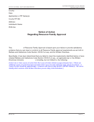 Document preview: Form RFA09 Notice of Action Regarding Resource Family Approval - California