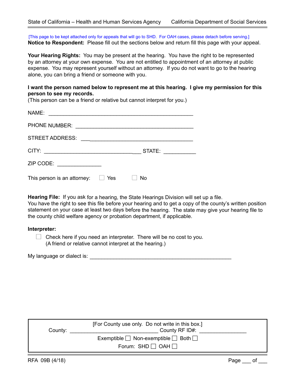 Form RFA09B Notice of Action to Individual Regarding Resource Family Approval Criminal Record Exemption Decision - California, Page 4