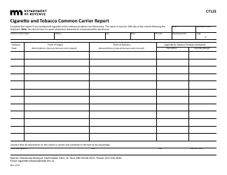 Form CT123 &quot;Cigarette and Tobacco Common Carrier Report&quot; - Minnesota