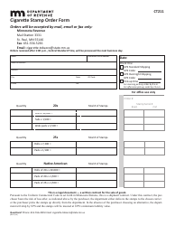 Document preview: Form CT211 Cigarette Stamp Order Form - Minnesota