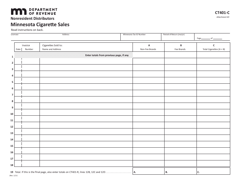 Form CT401-C  Printable Pdf