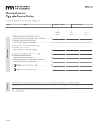 Document preview: Form CT501-R Cigarette Reconciliation for Minnesota Importers - Minnesota