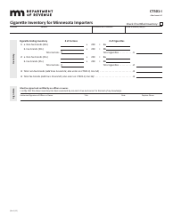 Document preview: Form CT501-I Cigarette Inventory for Minnesota Importers - Minnesota