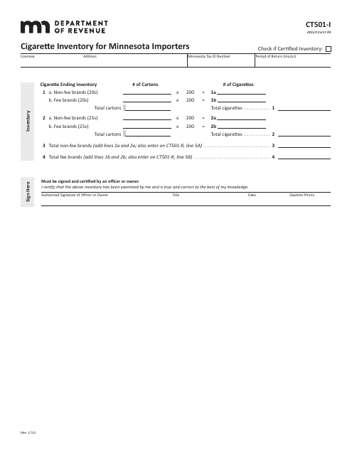 Form CT501-I  Printable Pdf