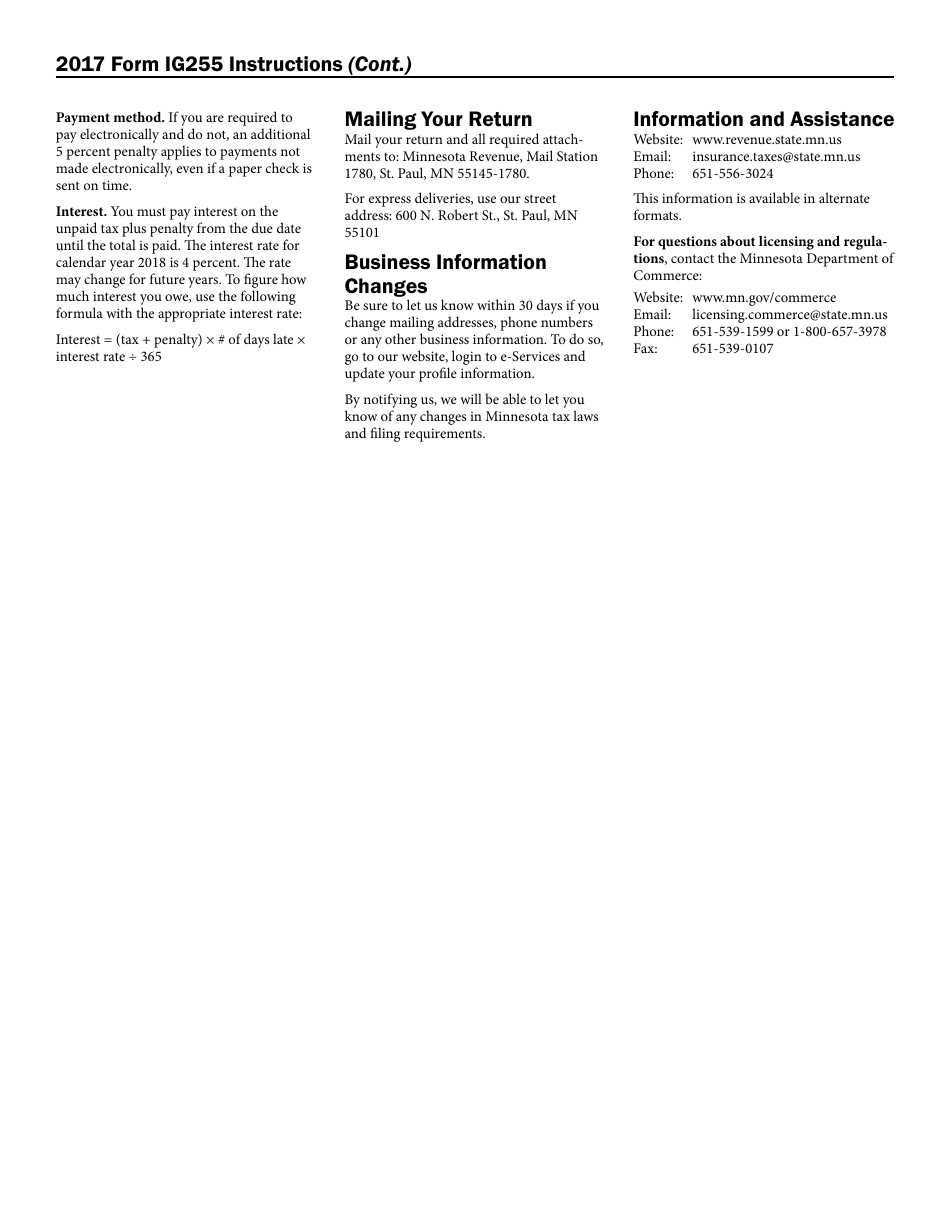 Form IG255 Nonadmitted Insurance Premium Tax Return for Direct Procured Insurance - Minnesota, Page 4