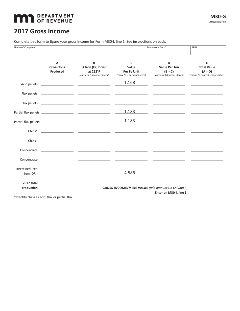 Form M30-G Gross Income - Minnesota, Page 1