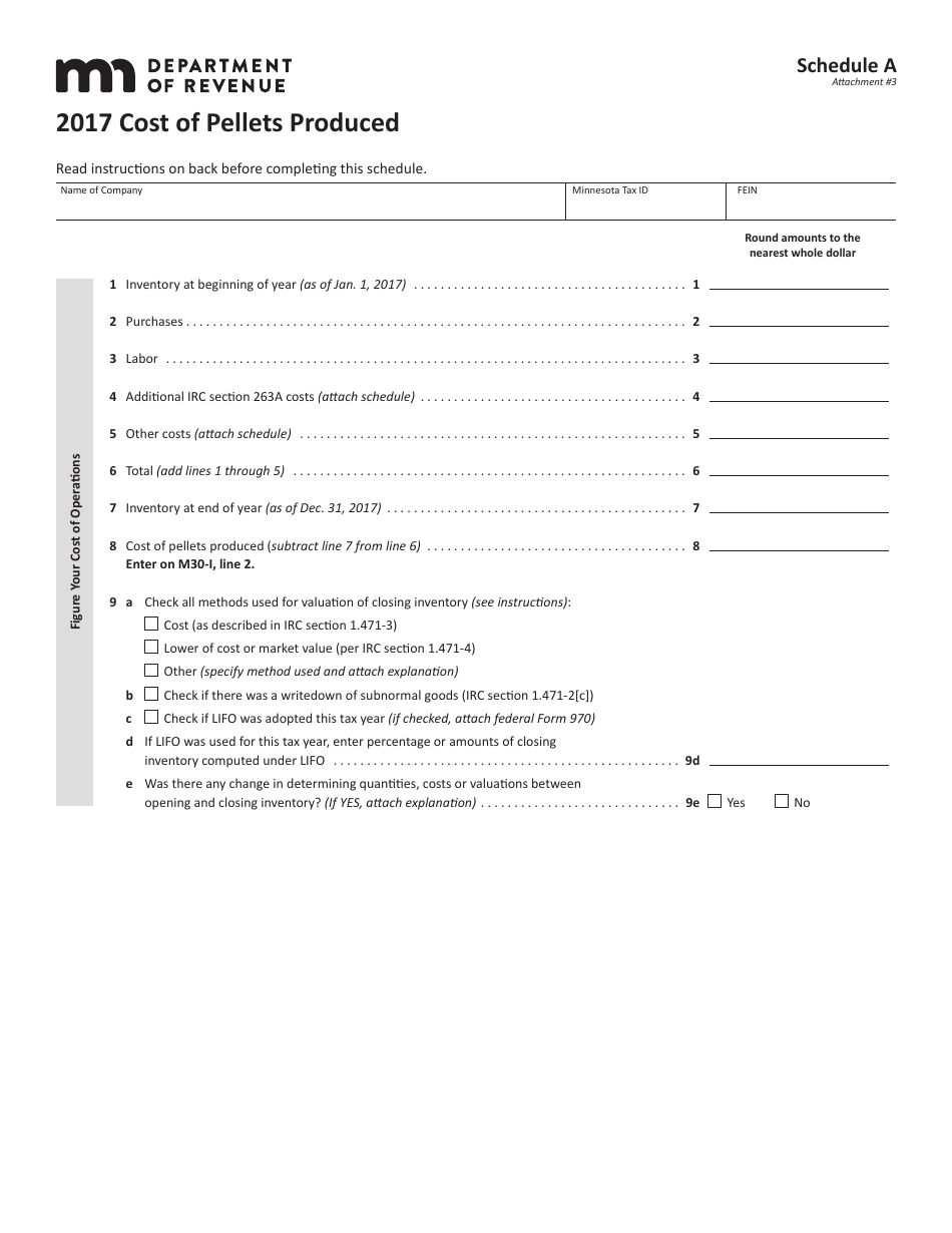 2017 Minnesota Cost of Pellets Produced Fill Out, Sign Online and