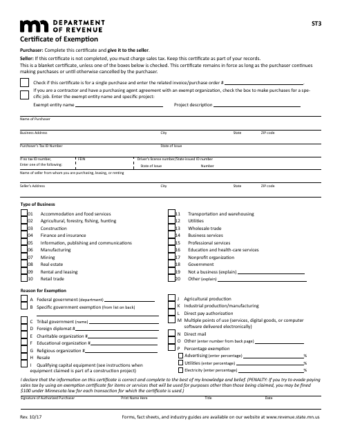 Form ST3 Fill Out Sign Online And Download Fillable PDF Minnesota 