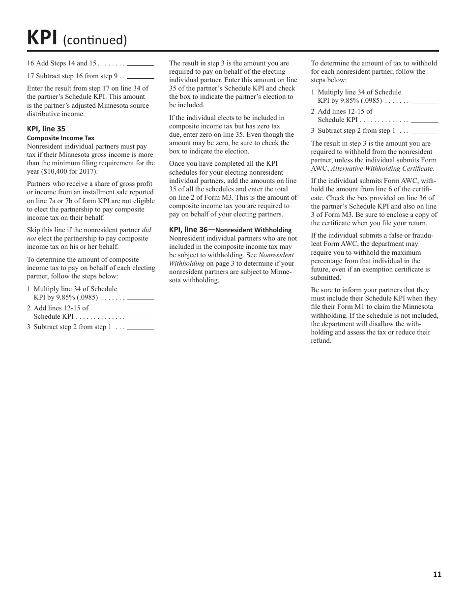 Instructions for Form M3 Partnership Return - Minnesota, Page 11
