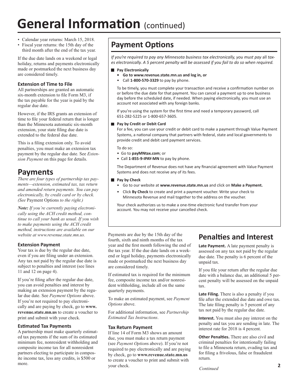 Instructions for Form M3 Partnership Return - Minnesota, Page 2