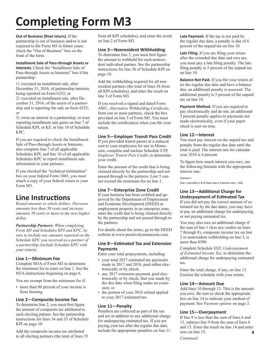 Instructions for Form M3 Partnership Return - Minnesota, Page 4
