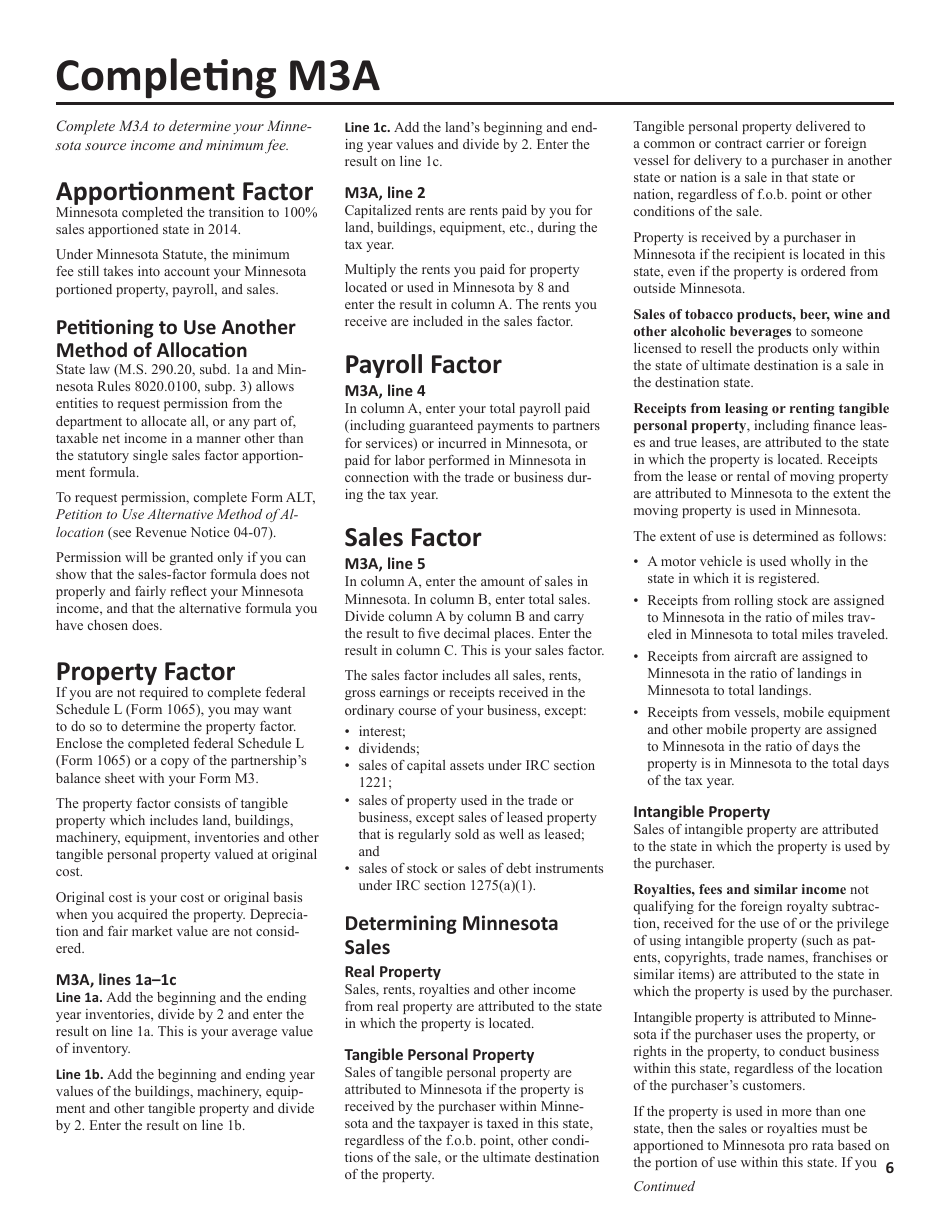 Instructions for Form M3 Partnership Return - Minnesota, Page 6