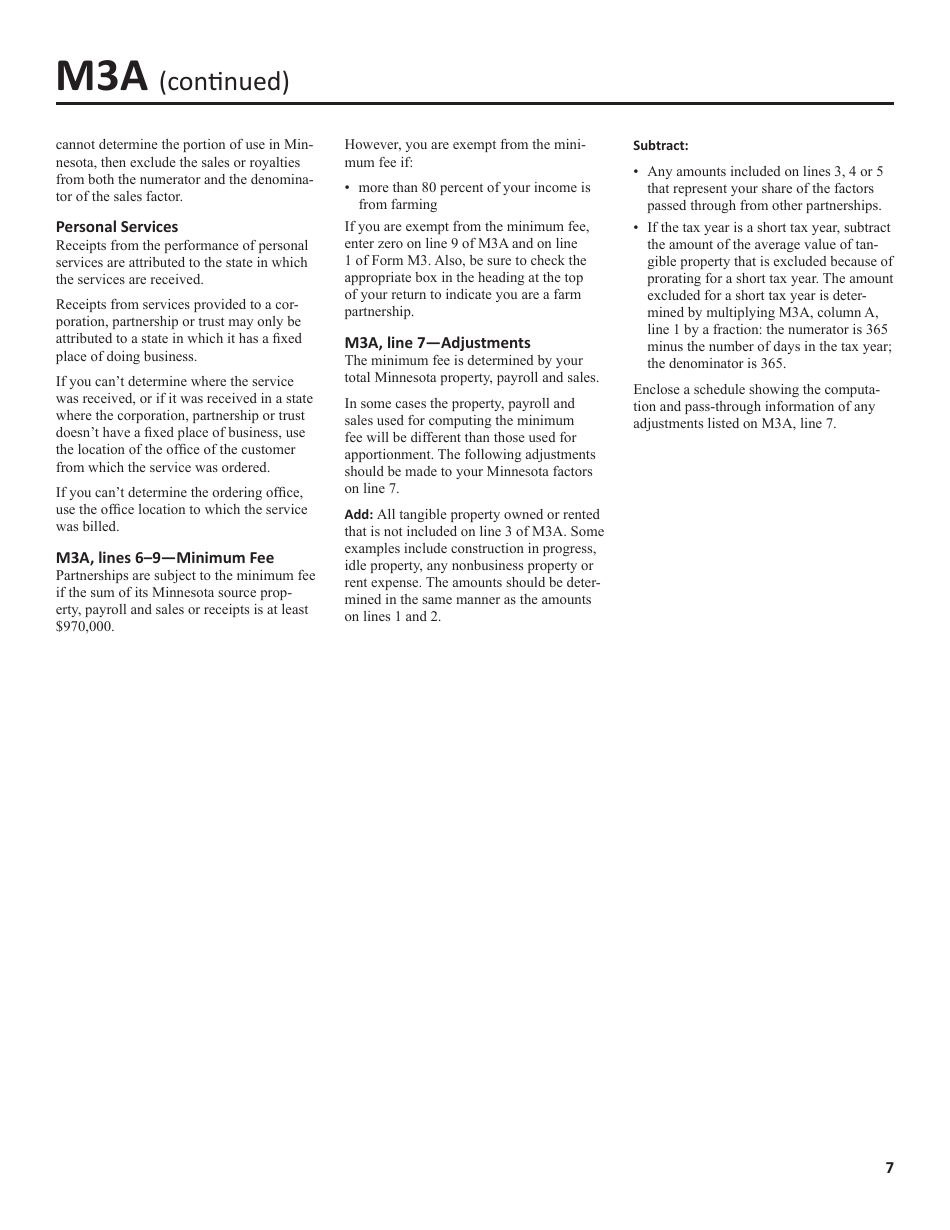 Instructions for Form M3 Partnership Return - Minnesota, Page 7