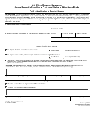 Document preview: OPM Form SF-62 Agency Request to Pass Over a Preference Eligible or Object to an Eligible